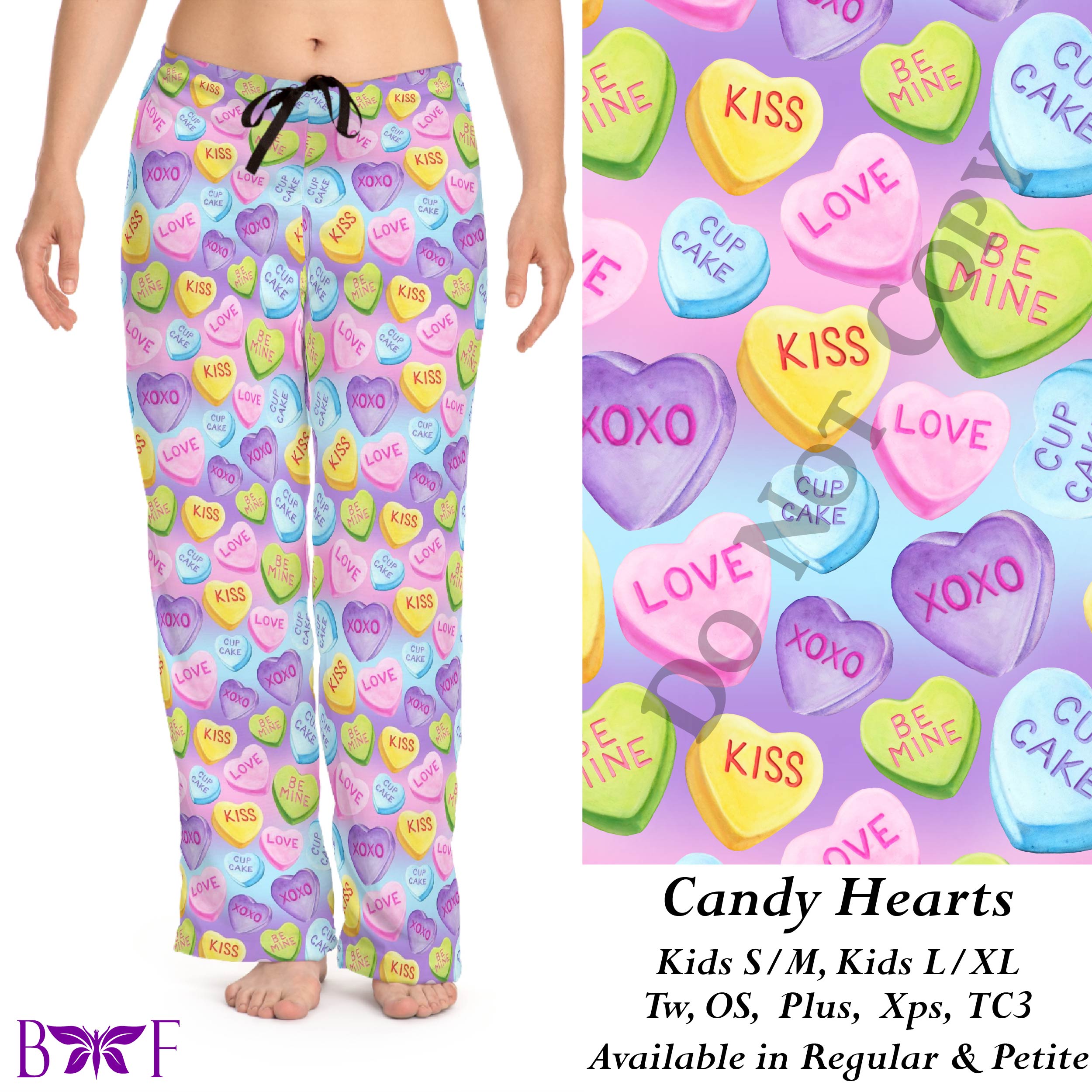 Candy Hearts leggings, capris, full and capri length loungers and joggers