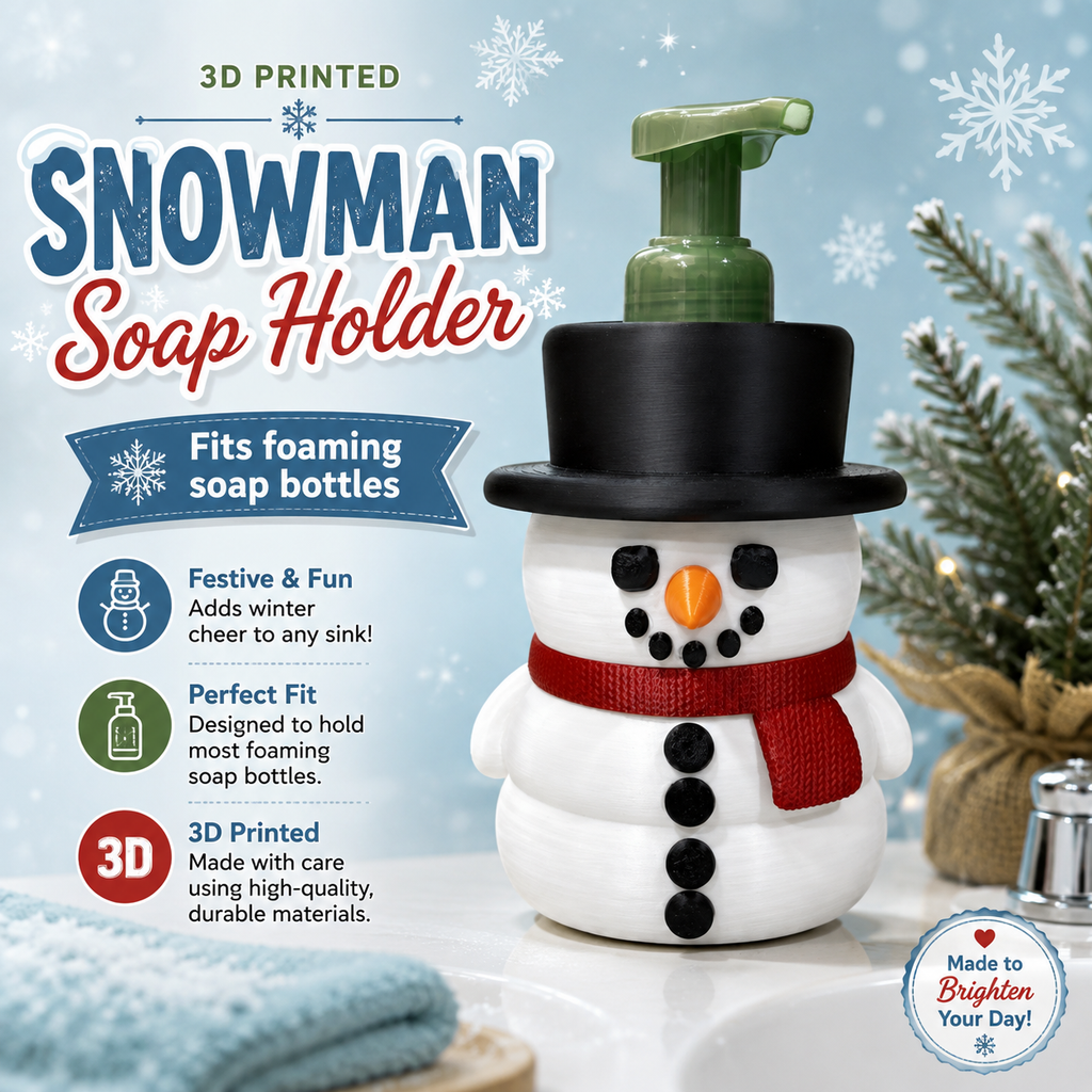 SNOWMAN SOAP HOLDER- CUSTOM 3D PRINTED