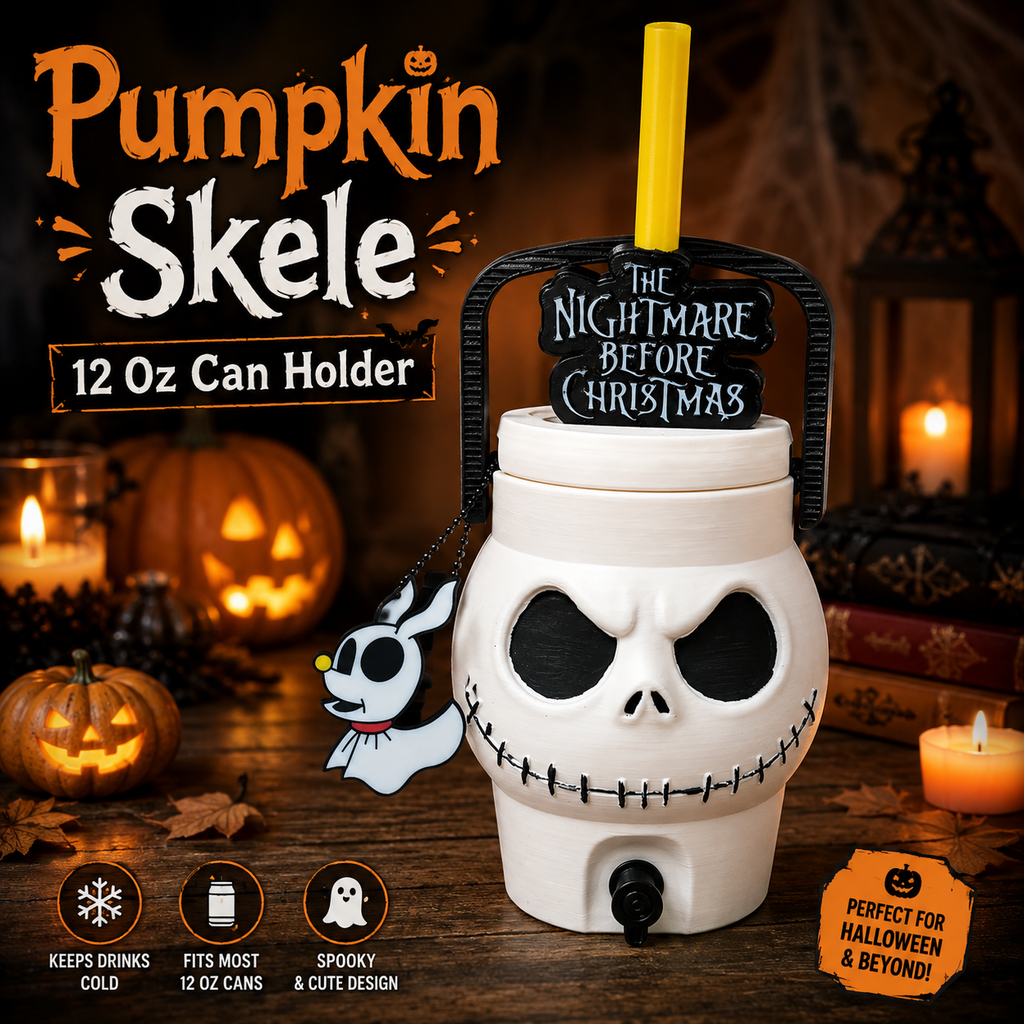 PUMPKIN SKELE - CUSTOM 3D PRINTED 12 OZ CAN HOLDER