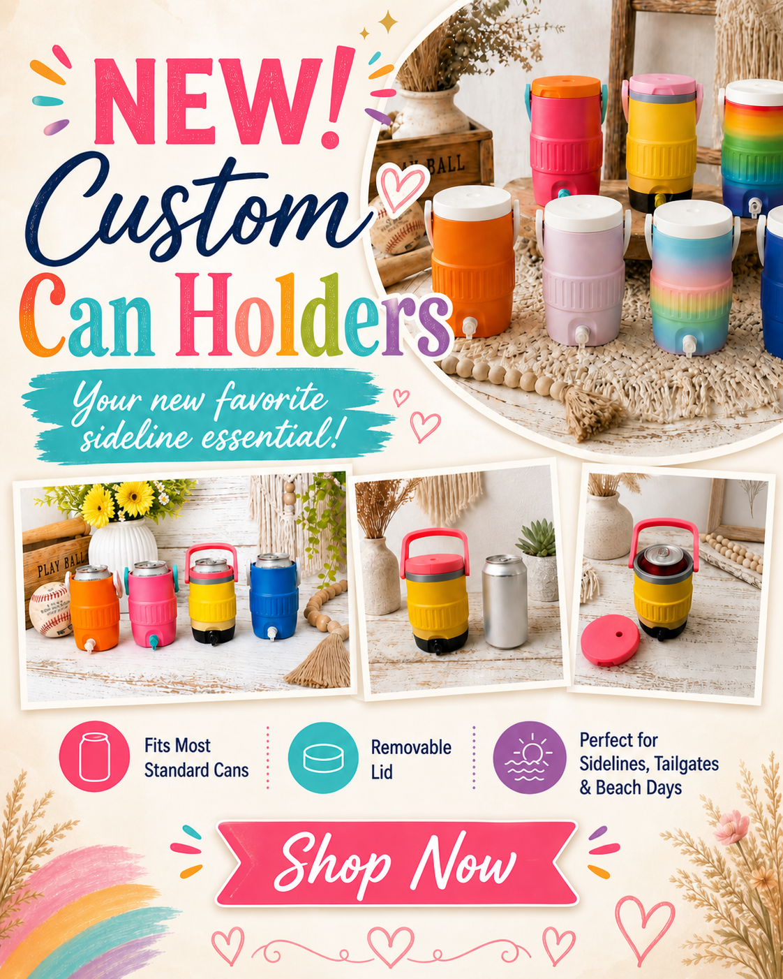 3D PRINTED CUSTOM SIDE LINE 12 OUNCE CAN HOLDERS drinkware