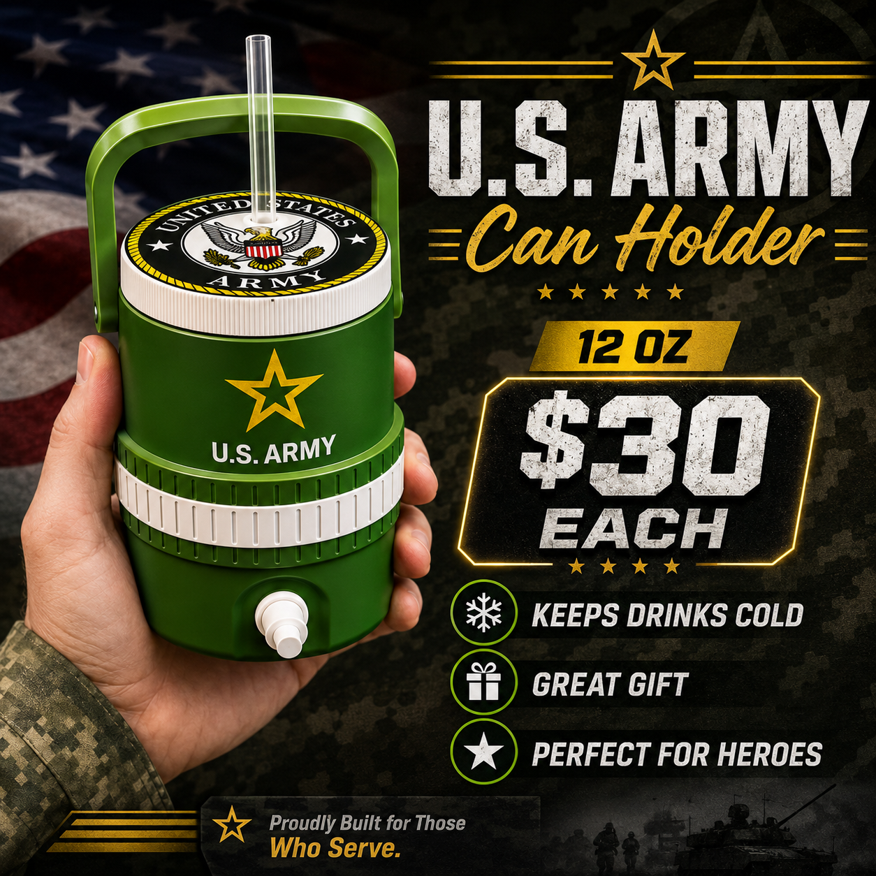 MILITARY BRANCH-3D PRINTED CUSTOM 12 OUNCE CAN HOLDERS 3D Printing