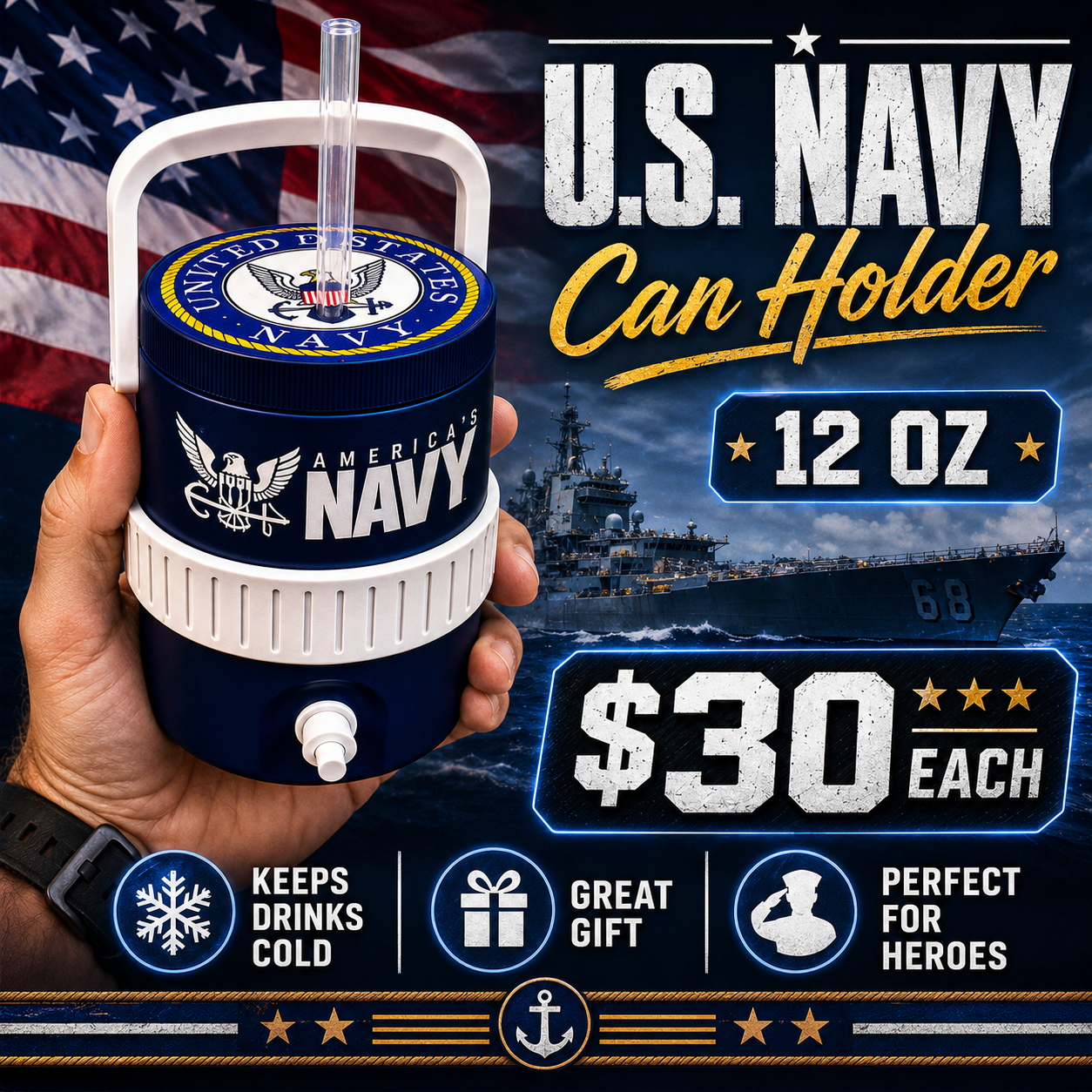 MILITARY BRANCH-3D PRINTED CUSTOM 12 OUNCE CAN HOLDERS 3D Printing