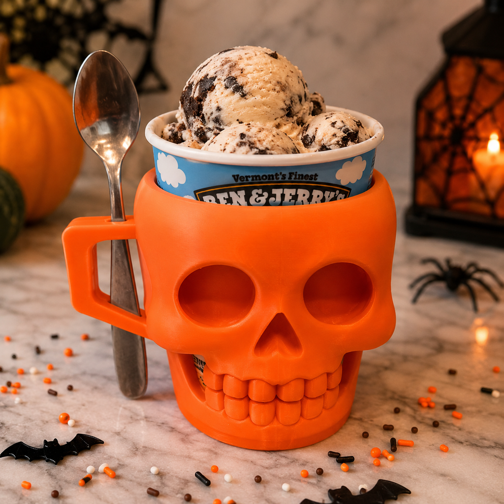 SKULL-3D PRINTED ICE CREAM PINT HOLDER 3D Printing