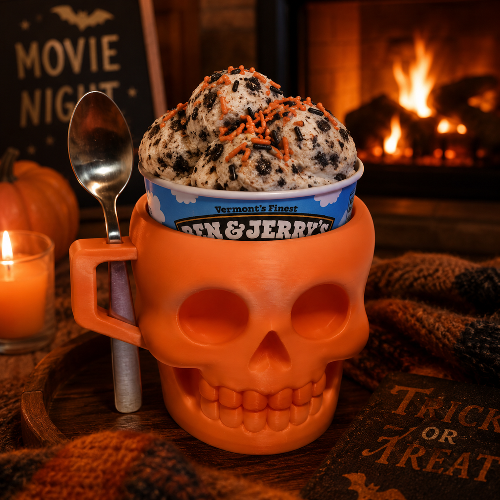 SKULL-3D PRINTED ICE CREAM PINT HOLDER 3D Printing