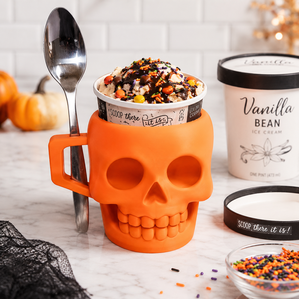 SKULL-3D PRINTED ICE CREAM PINT HOLDER 3D Printing