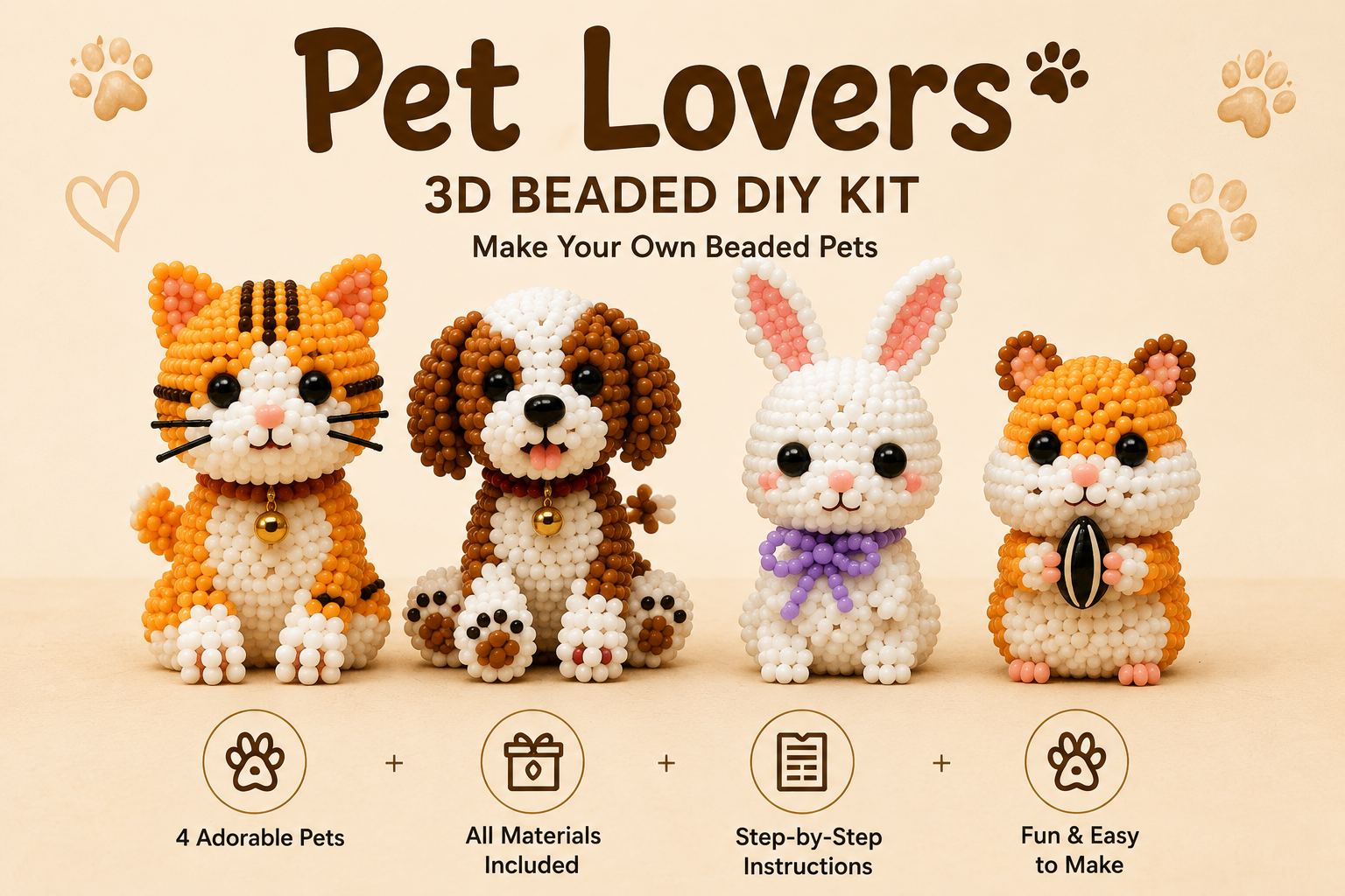 3D BEADED DO IT YOURSELF CRAFT KITS - FOR ALL AGES