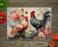 Christmas Roosters Glass Cutting Board cutting board