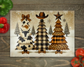 Country Christmas Trees Glass Cutting Board cutting board