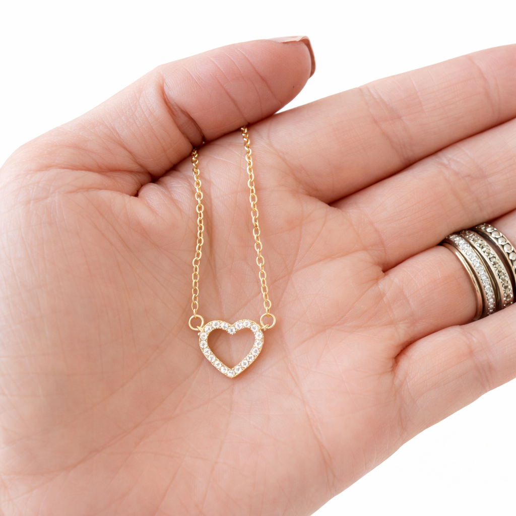 NATALIE GOLD OPEN HEART NECKLACE - 18" Necklace