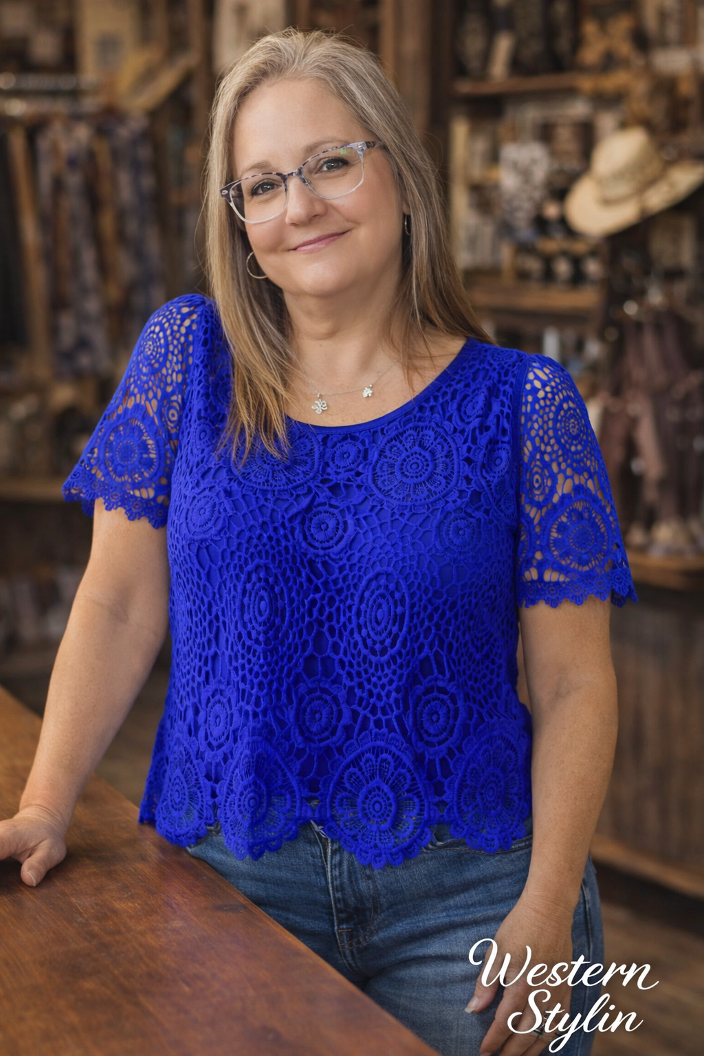 LACE SHORT SLEEVE BLOUSE - SO MANY GOOD COLORS Tops