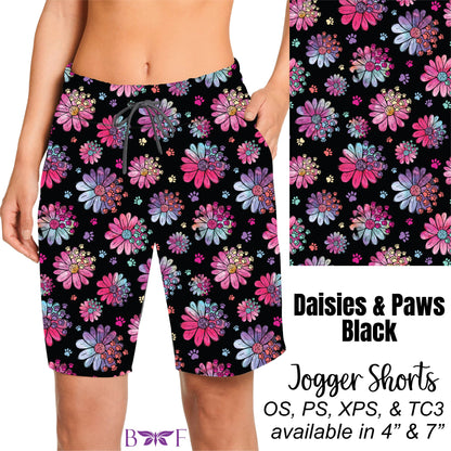 Daisies and Paws Black Leggings, Capris, and shorts