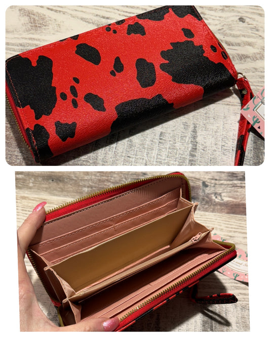 RED COW PRINT WALLET