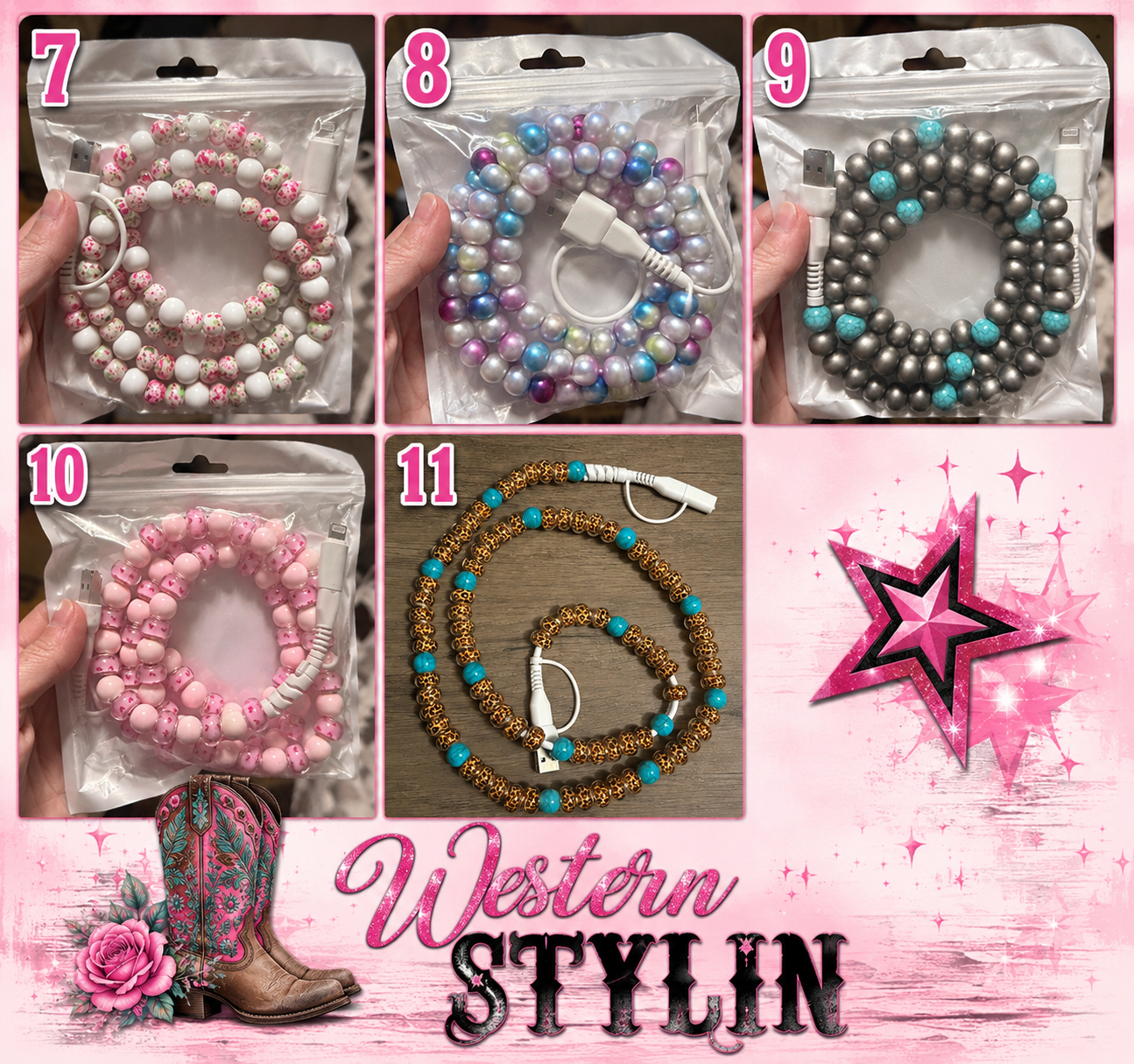 BEADED 4-IN-1 FAST CHARGING CABLE - SO MANY TO CHOOSE FROM - Look! Car Charger