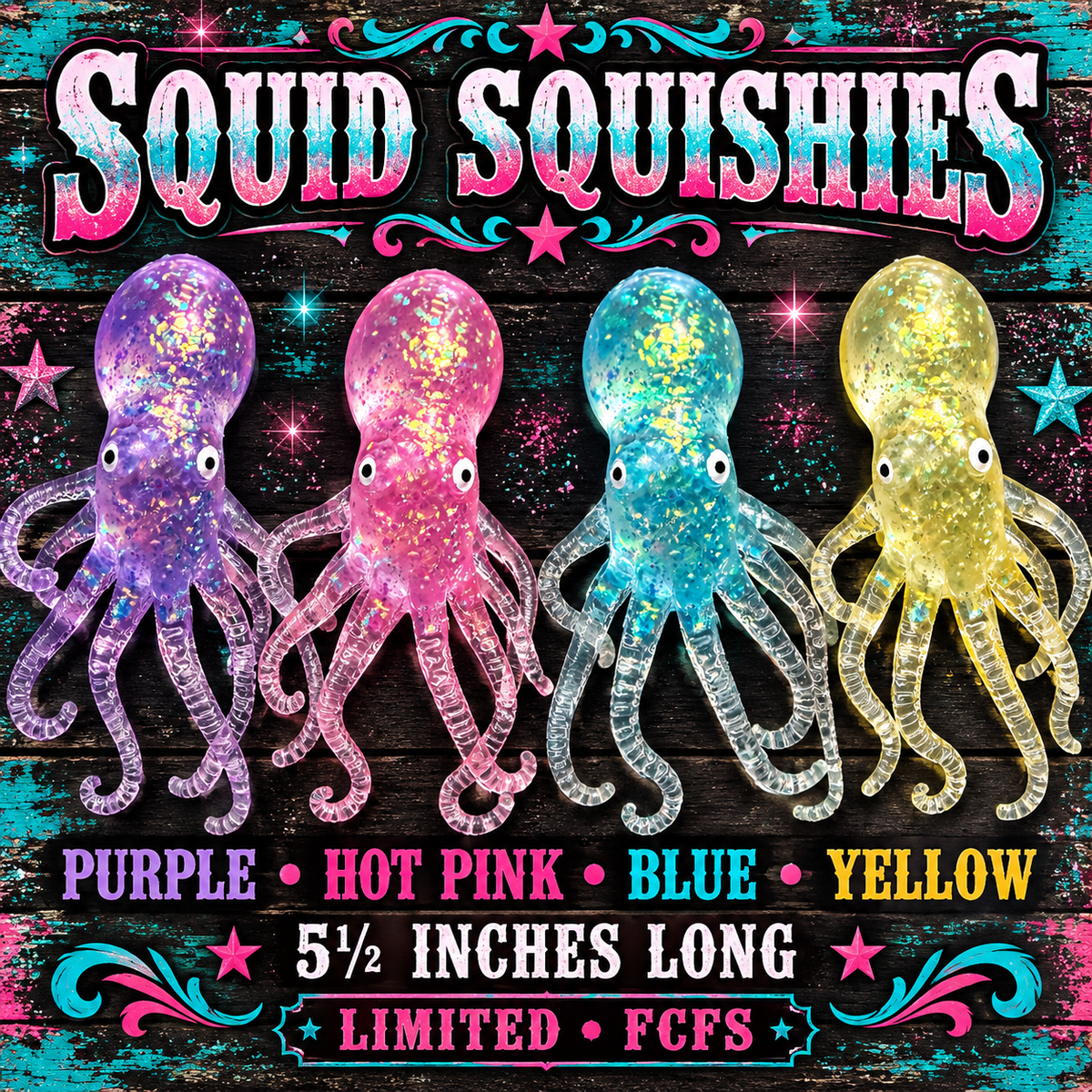 SQUID MALTOSE-FILLED SQUISHY | CHOOSE YOUR COLOR sensory toy