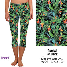 Load image into Gallery viewer, Tropical On Black Leggings, Capris, and Bike Shorts
