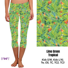 Load image into Gallery viewer, Lime Green Tropical capris and shorts
