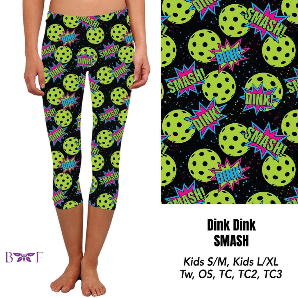 Pickleball Dink Dink Smash capris, skorts and biker shorts with pockets