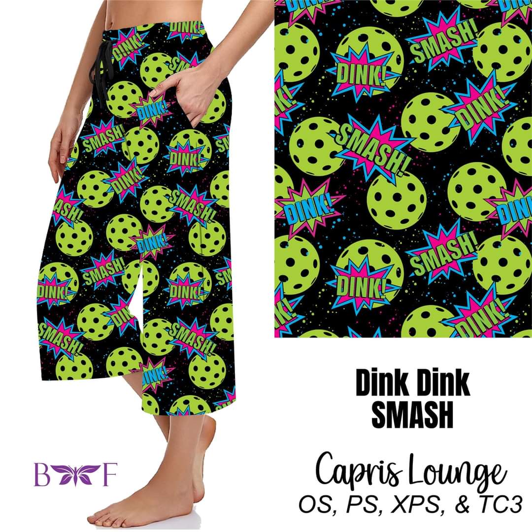 Pickleball Dink Dink Smash capris, skorts and biker shorts with pockets