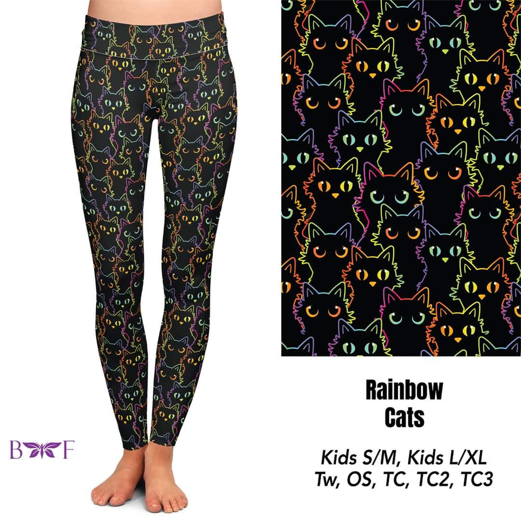 Rainbow Cats capris, skorts, and biker shorts with pockets