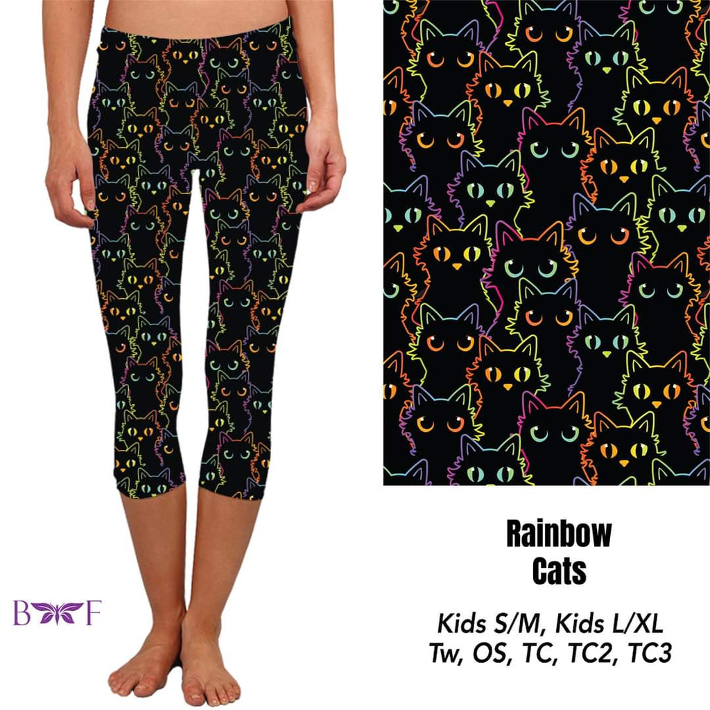 Rainbow Cats capris, skorts, and biker shorts with pockets