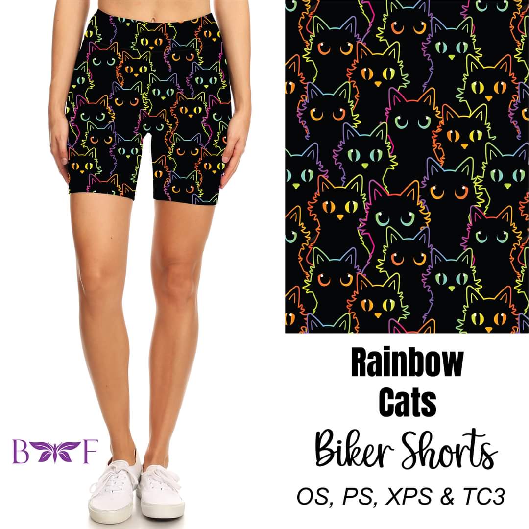 Rainbow Cats capris, skorts, and biker shorts with pockets