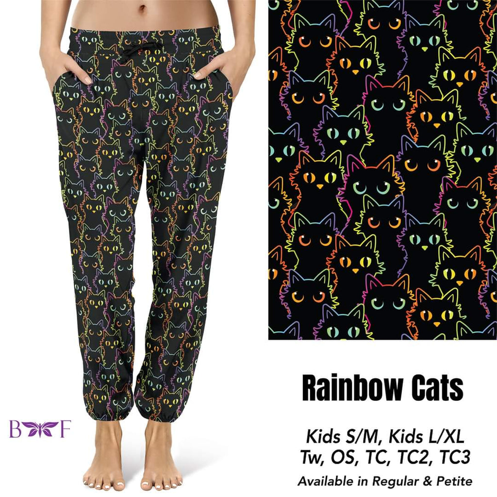 Rainbow Cats capris, skorts, and biker shorts with pockets