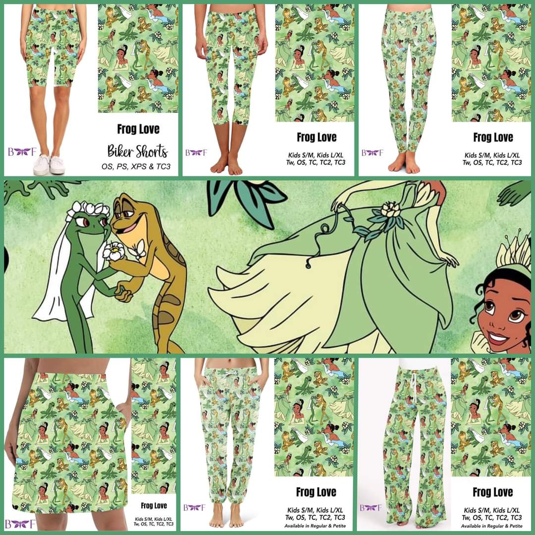 Frog Love leggings with pockets, joggers; kids sizes only