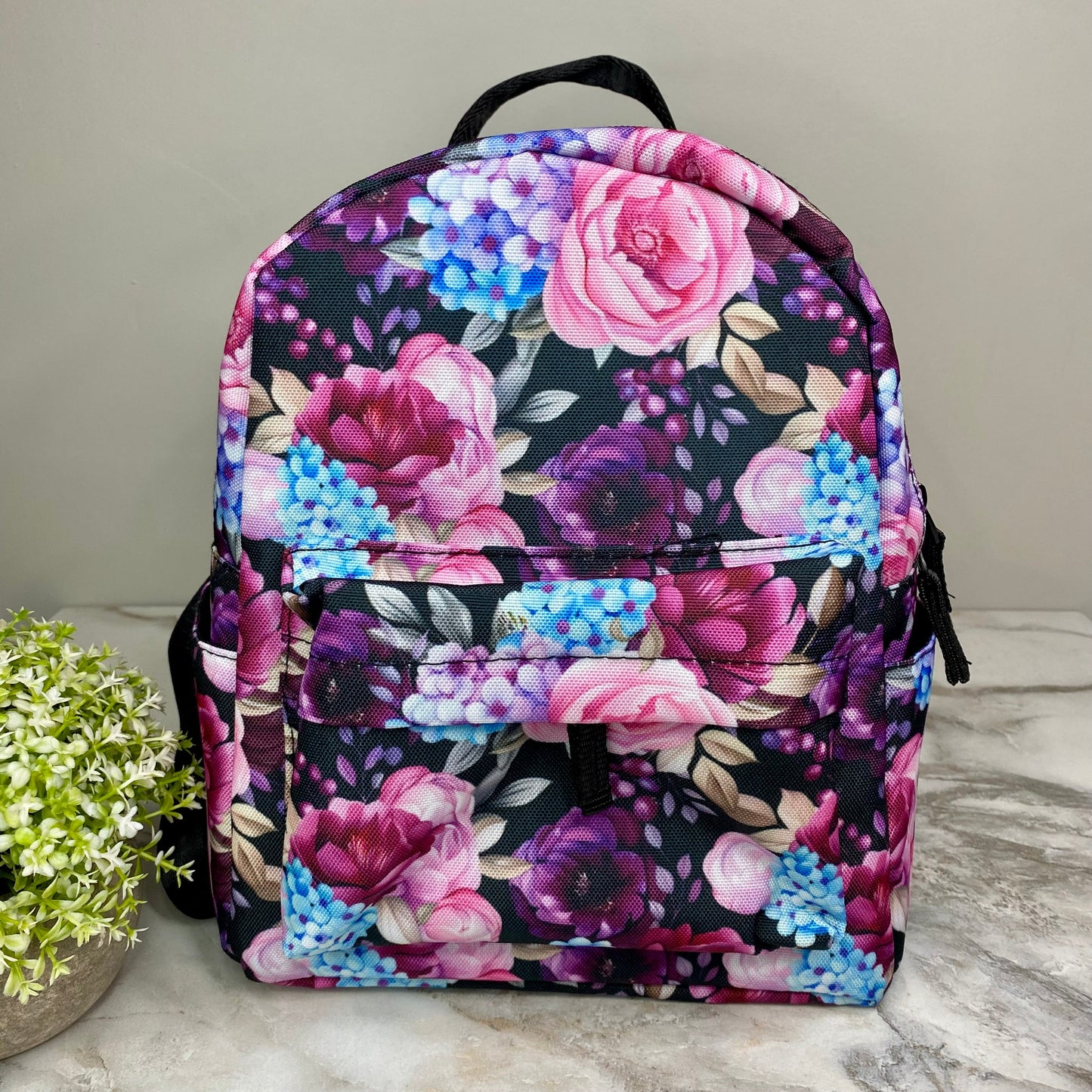 Mini Backpack - Floral Purple Blue Pink