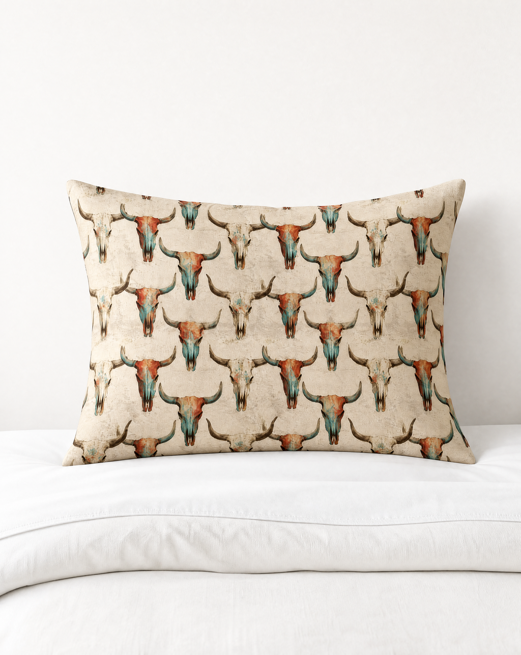 Baha Ranch Bull Skulls Pillow Case Made in America Pillow Case