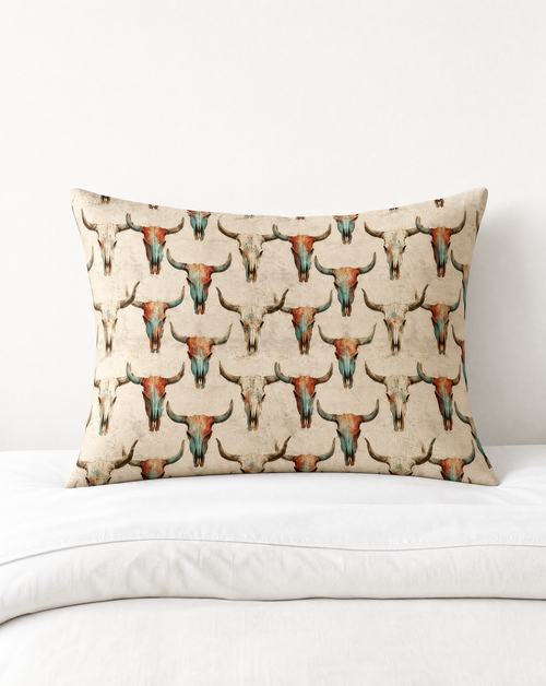 BULL SKULLS PILLOW CASE - MADE IN THE USA!!! Pillow Case