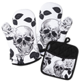 Gothic Skull Oven Mitts And Potholder Set