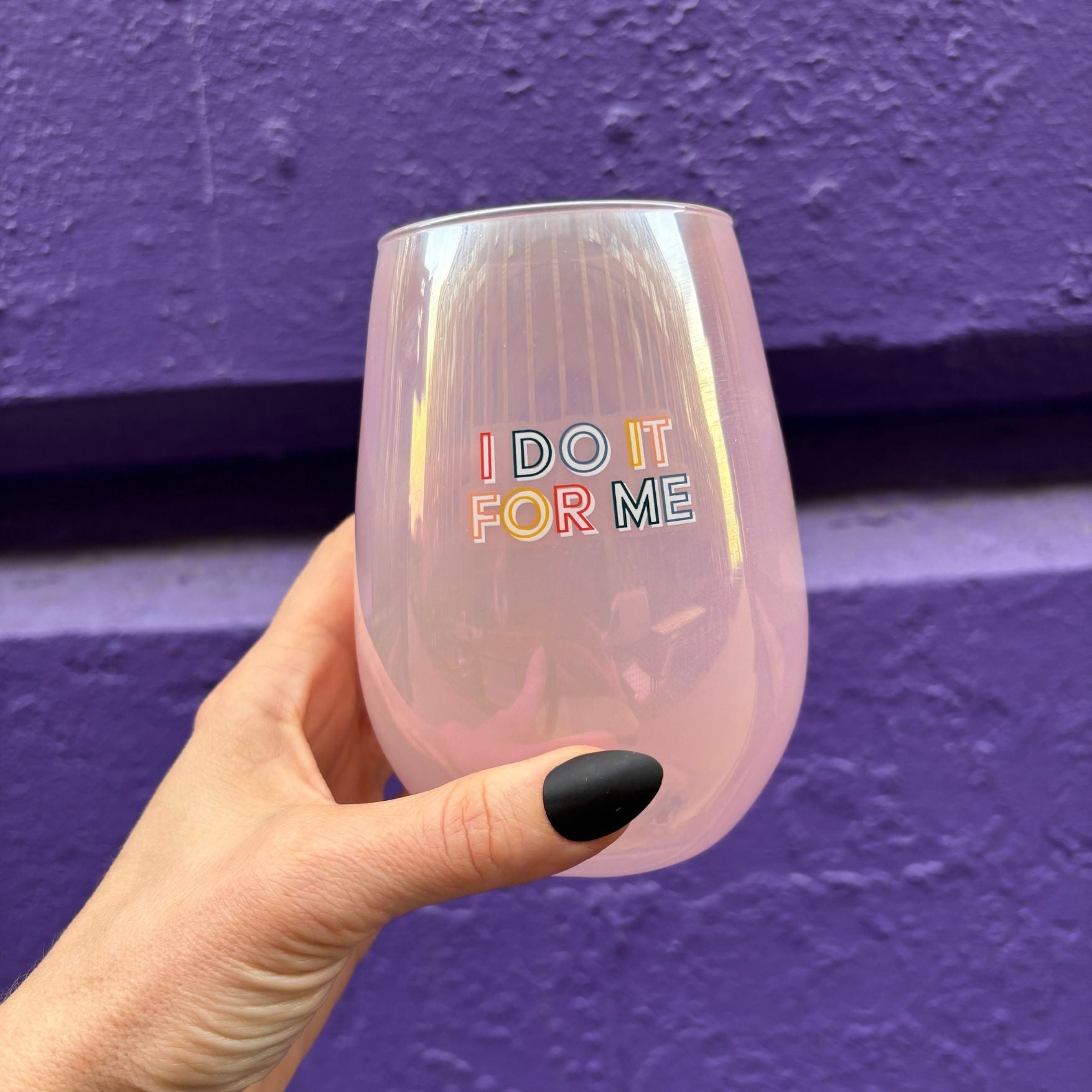 I Do It For Me Stemless Wine Glass in Purple | 20 Oz.