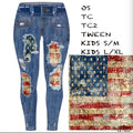 AMERICAN FLAG FAUX DENIM LEGGINGS AND CAPRI WITH POCKETS