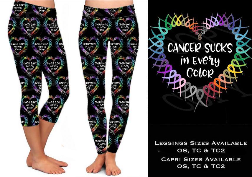 CANCER SUCKS LEGGINGS AND CAPRI WITH POCKETS