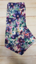 Purple Watercolor Floral capris, leggings, and skorts with pockets