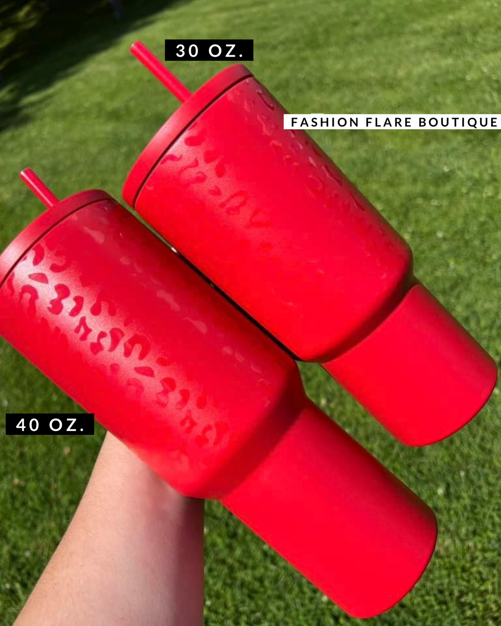 32 OZ MONOCHROMATIC LEOPARD TUMBLER IN RED