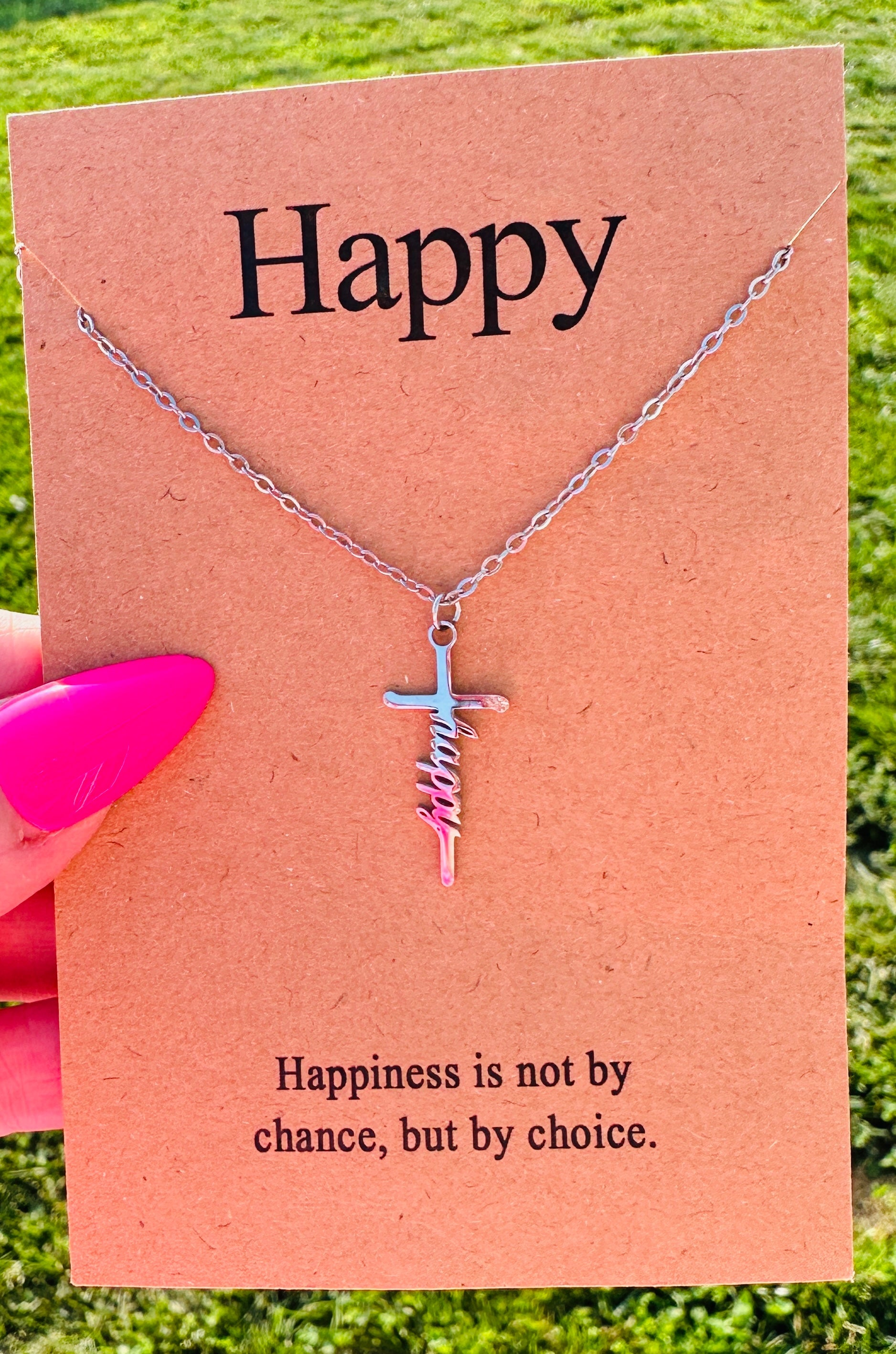 WATERPROOF HAPPY CROSS NECKLACE