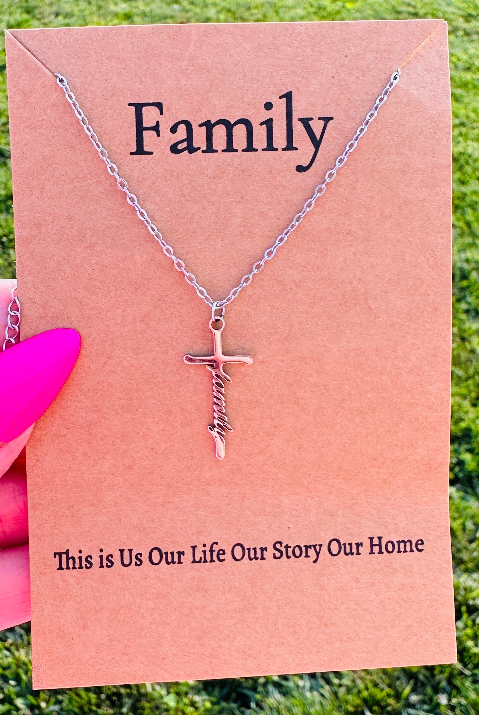 WATERPROOF FAMILY CROSS NECKLACE