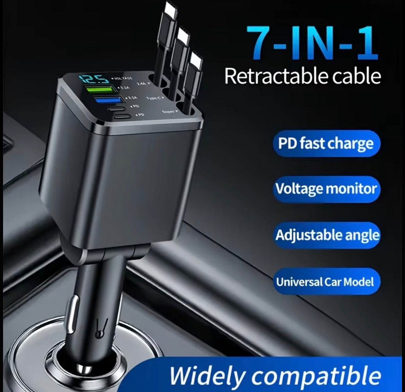 7-in-1 FAST CHARGING MOBILE PHONE CHARGER Car Charger
