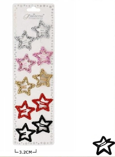 5 SETS OF SPARKLY STAR HAIR CLIPS | YOUR CHOICE OF COLOR SCHEME HAIR ACCESSORY