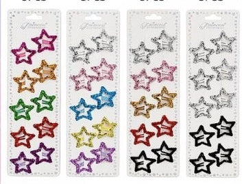 5 SETS OF SPARKLY STAR HAIR CLIPS | YOUR CHOICE OF COLOR SCHEME HAIR ACCESSORY