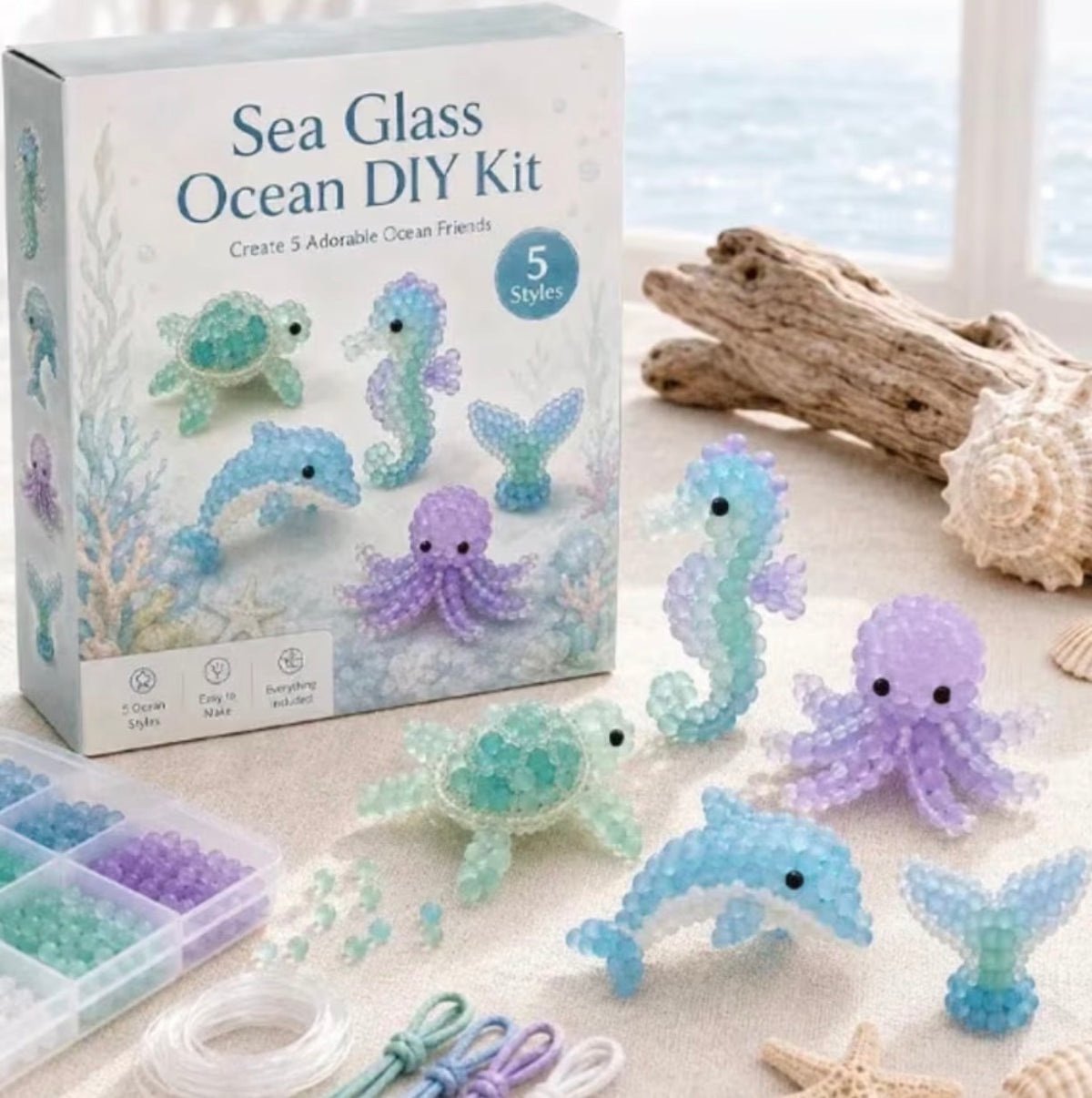 SEA GLASS OCEAN DIY KIT | CREATE 5 ADORABLE OCEAN FRIENDS CRAFT