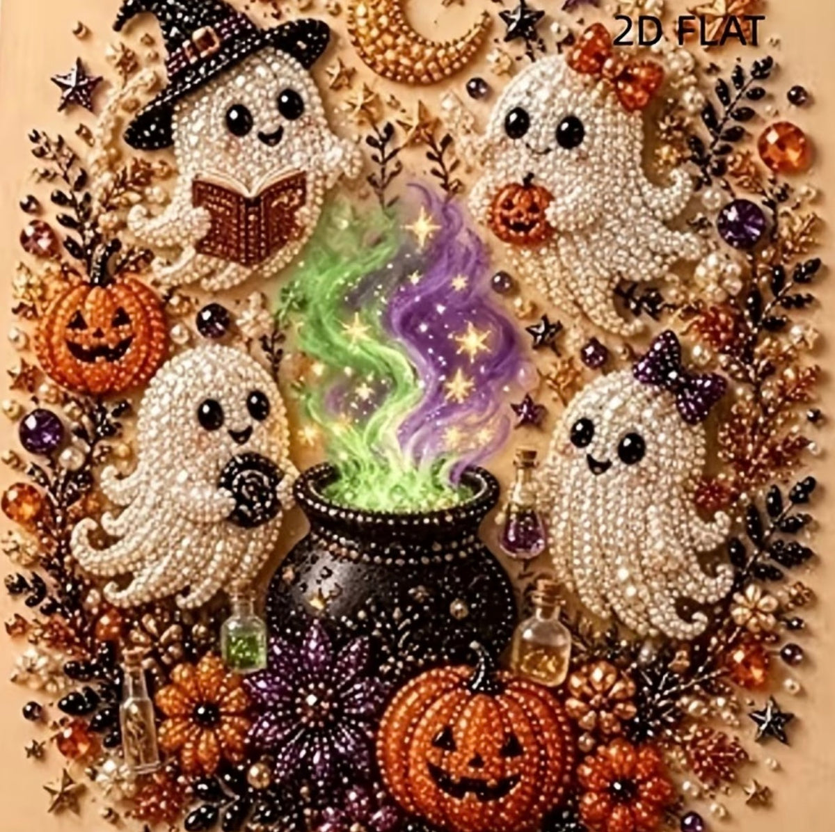HALLOWEEN HIGHLAND HEIFER GHOSTLY GOOD TIMES | DIAMOND PEARL CRAFTING KIT diamond art kit