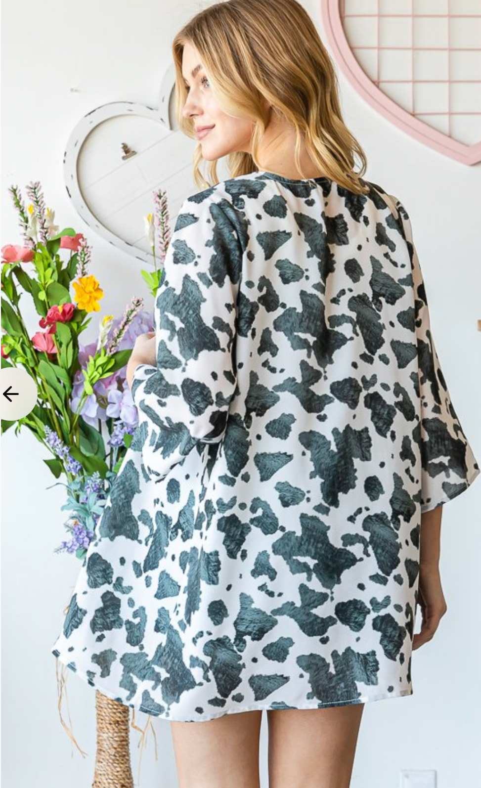 COW PRINT 3/4 SLEEVE CARDIGAN Cardigan
