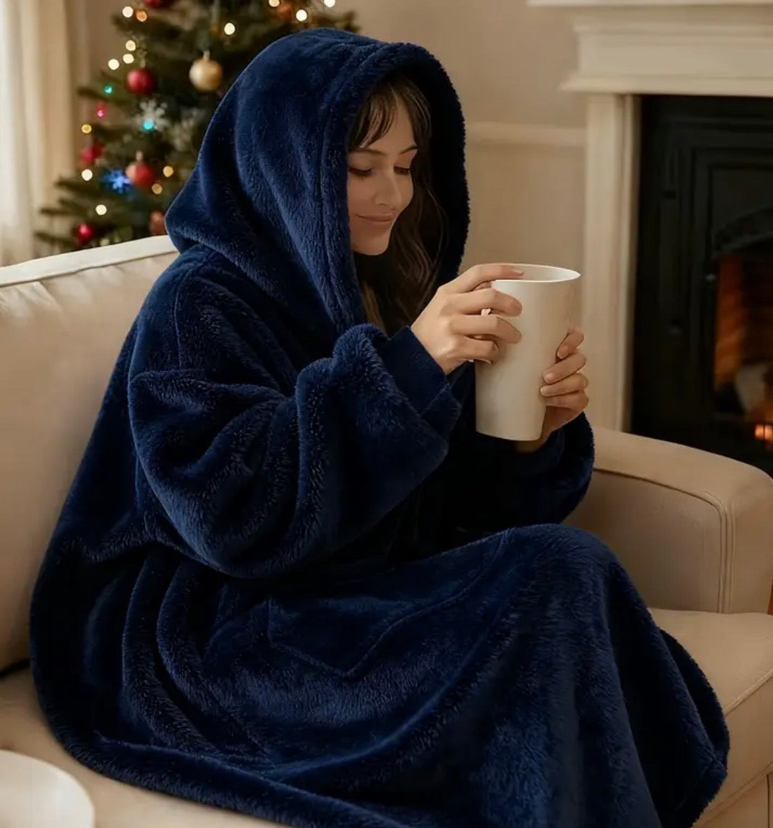 NAVY HOODED BLANKET SNUGGY Hooded blanket