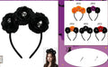 Day of the dead head band in multiple colors of orange, purple, black and red