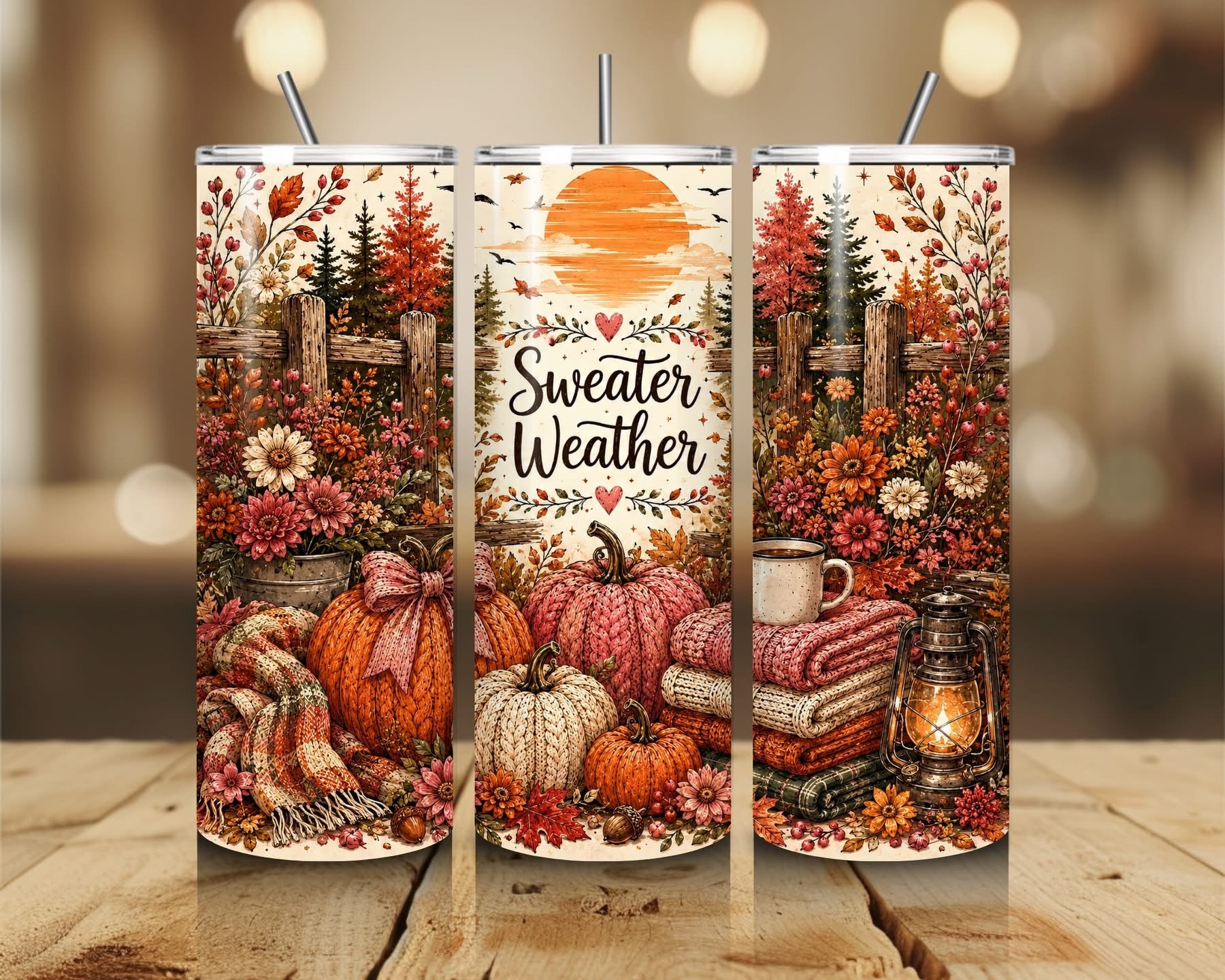 FALL THEMED 20 OZ TUMBLERS - BRAND NEW drinkware