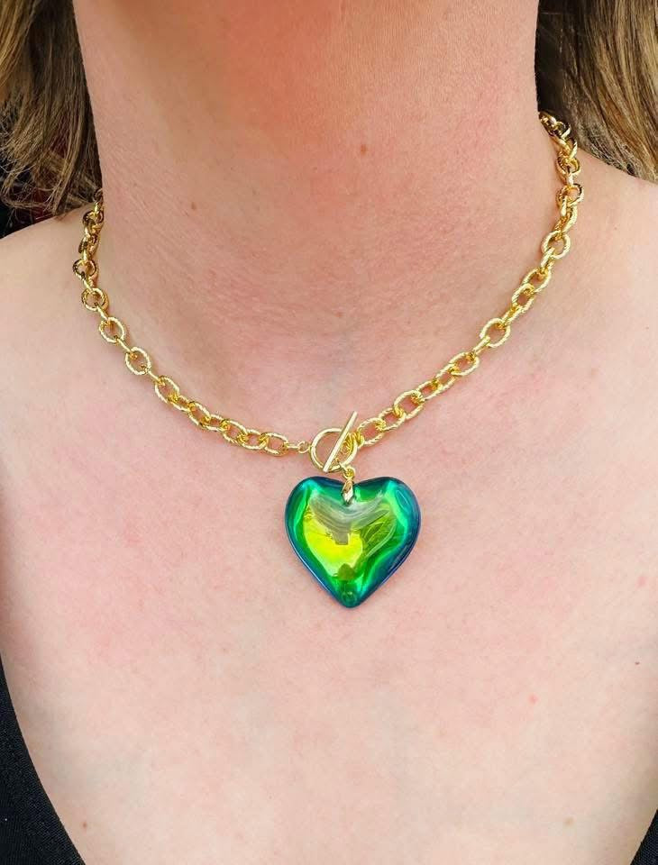 PRISM HEART TOGGLE NECKLACE - 5 COLORS Necklace