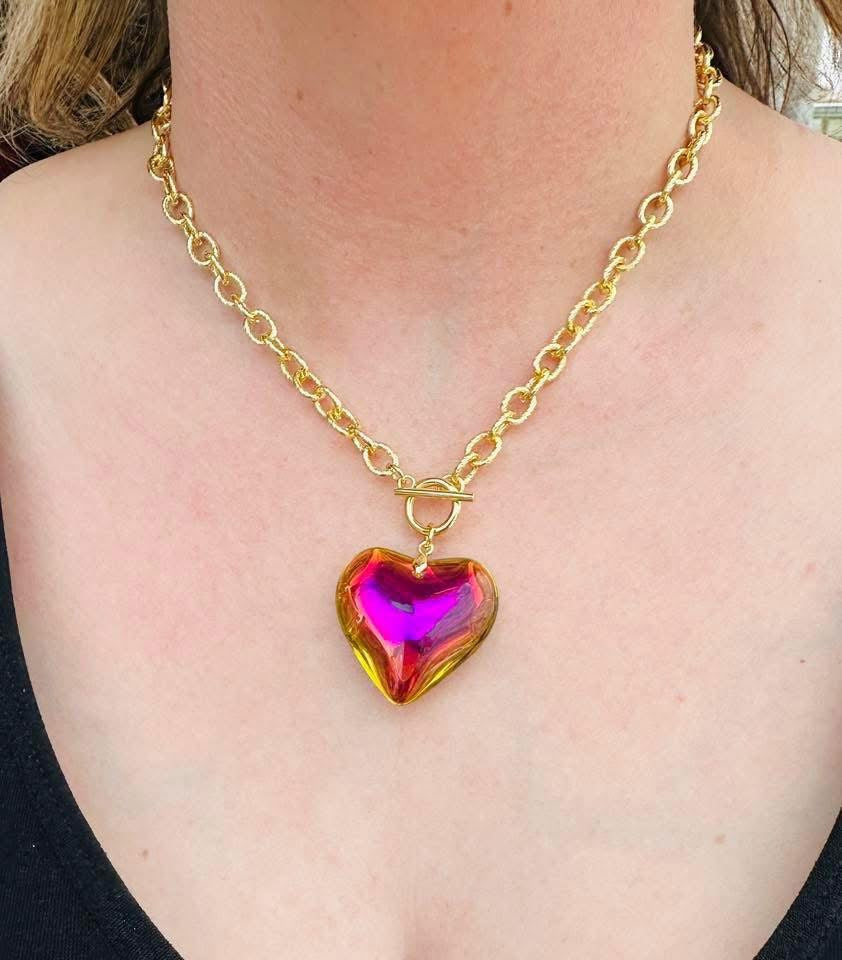 PRISM HEART TOGGLE NECKLACE - 5 COLORS Necklace