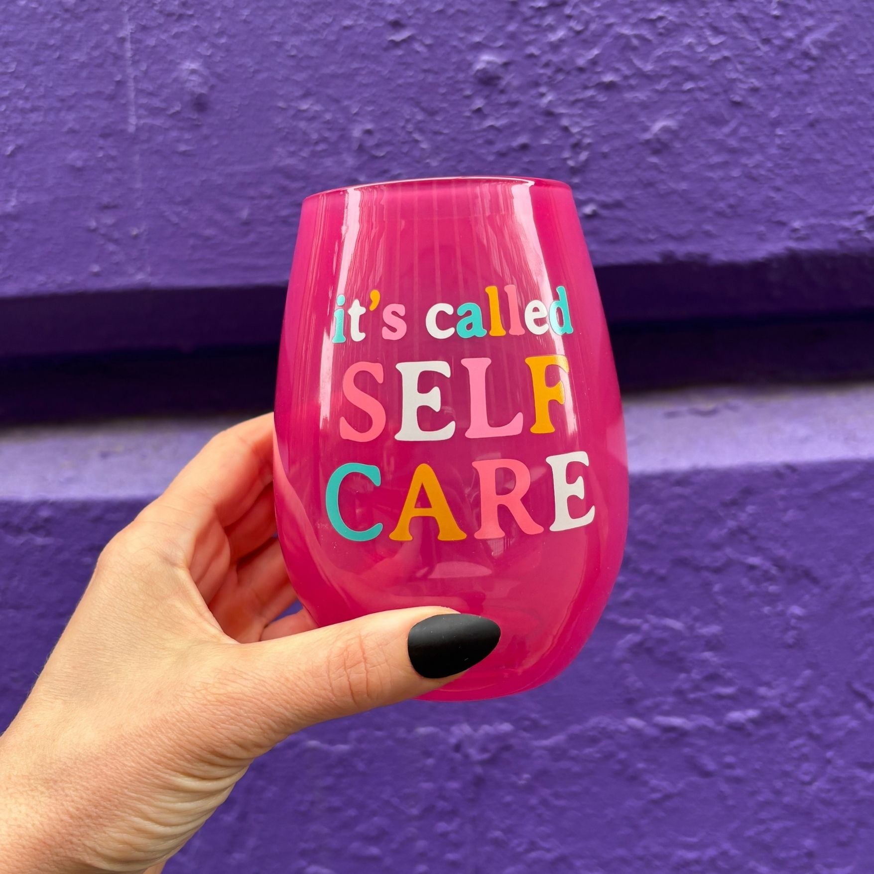 It's Called Self Care Stemless Wine Glass in Pink | 20oz
